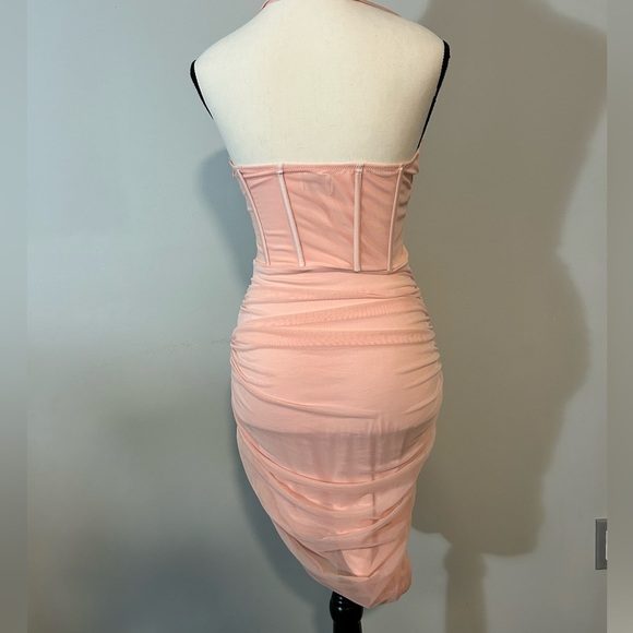 Oh Polly “Cherish Me”  Midi Women’s Dress with Mesh Overlay & Ruche Size 6 - Picture 5 of 10